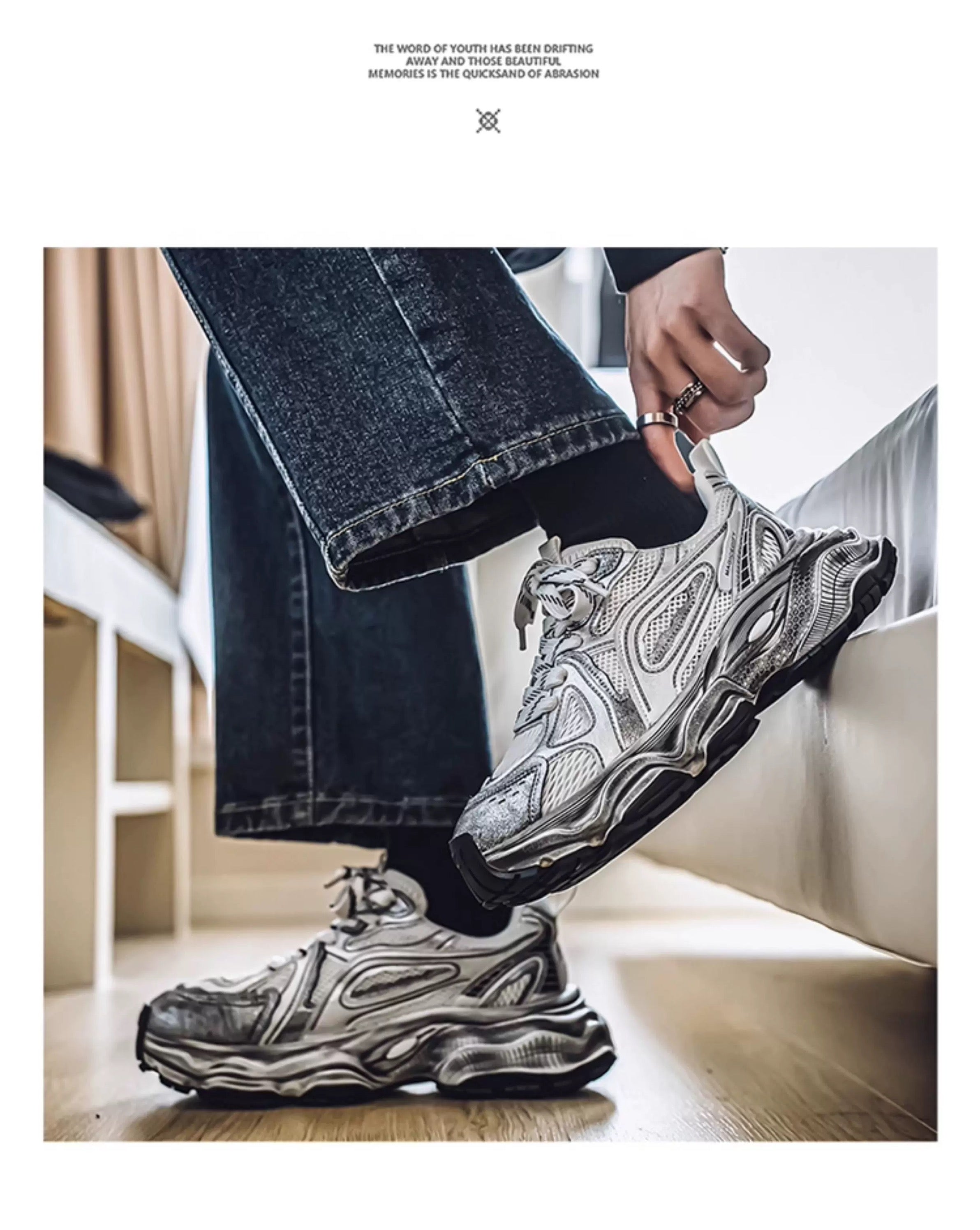 Men’s Retro Chunky Sneakers Casual Fashion Dad Shoes Soft Sole Trendy Running Shoes S0015