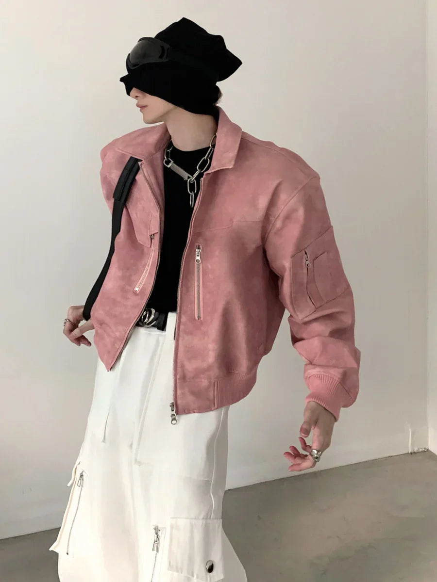 WASHED FROSTED LEATHER JACKET  FE0464