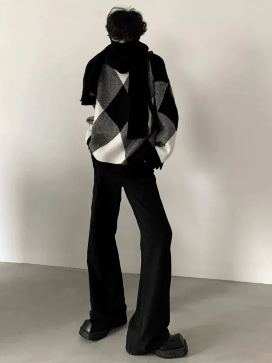 [AUTUMNWIND] BLACK AND WHITE HIGH-END DESIGN TURTLENECK SWEATER FE0650
