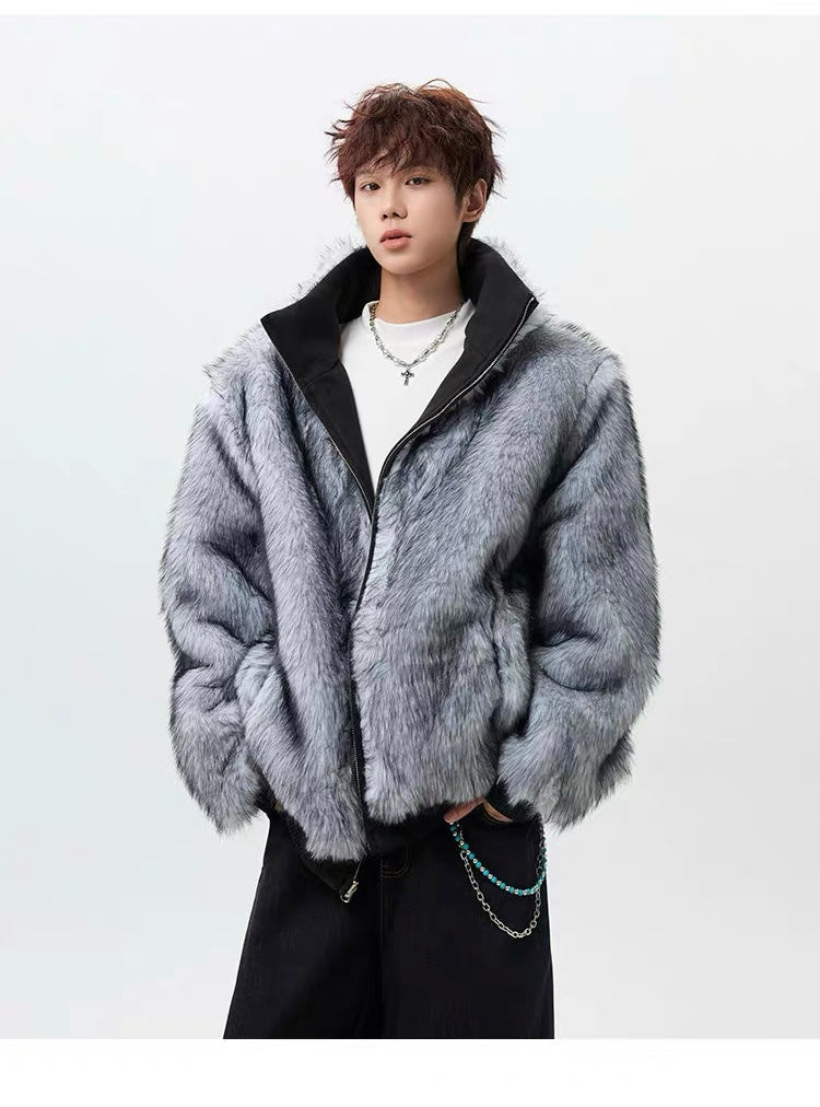 Men’s High-Neck Plush Fur Winter Jacket  FE0355