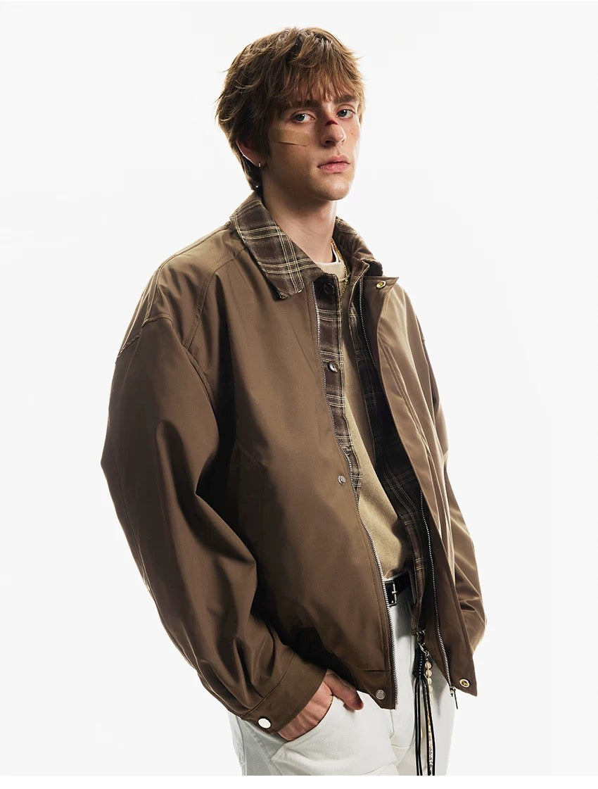 Men’s Retro American Plaid Lapel Jacket   FE0079