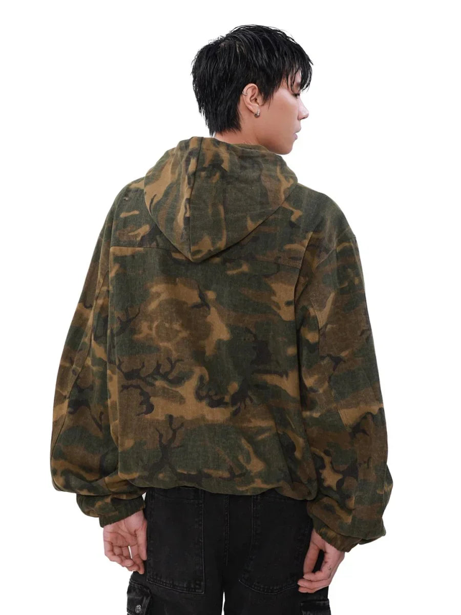 LOOSE ZIPPER HOODED JACKET  FE0123