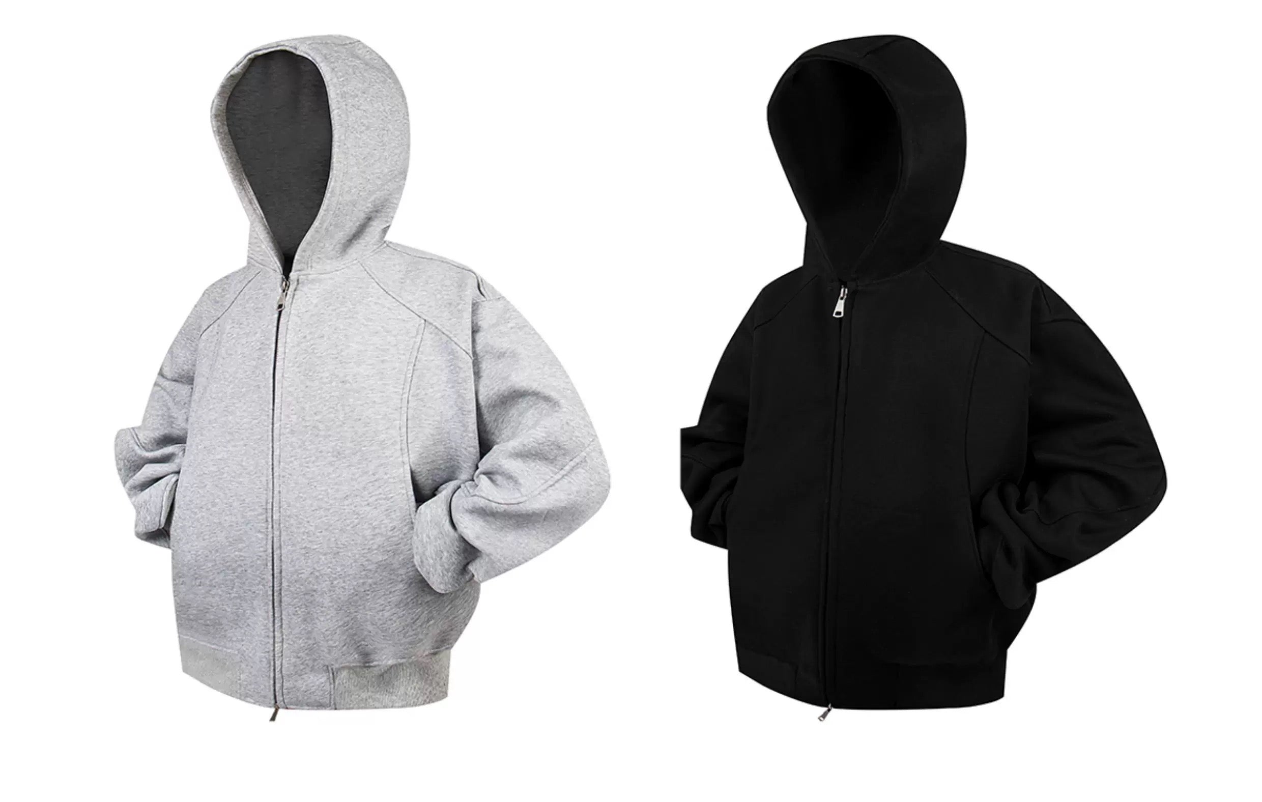 Men’s Cropped Zip-Up Hoodie – American Street Minimal Short Hoodie Jacket FE0003