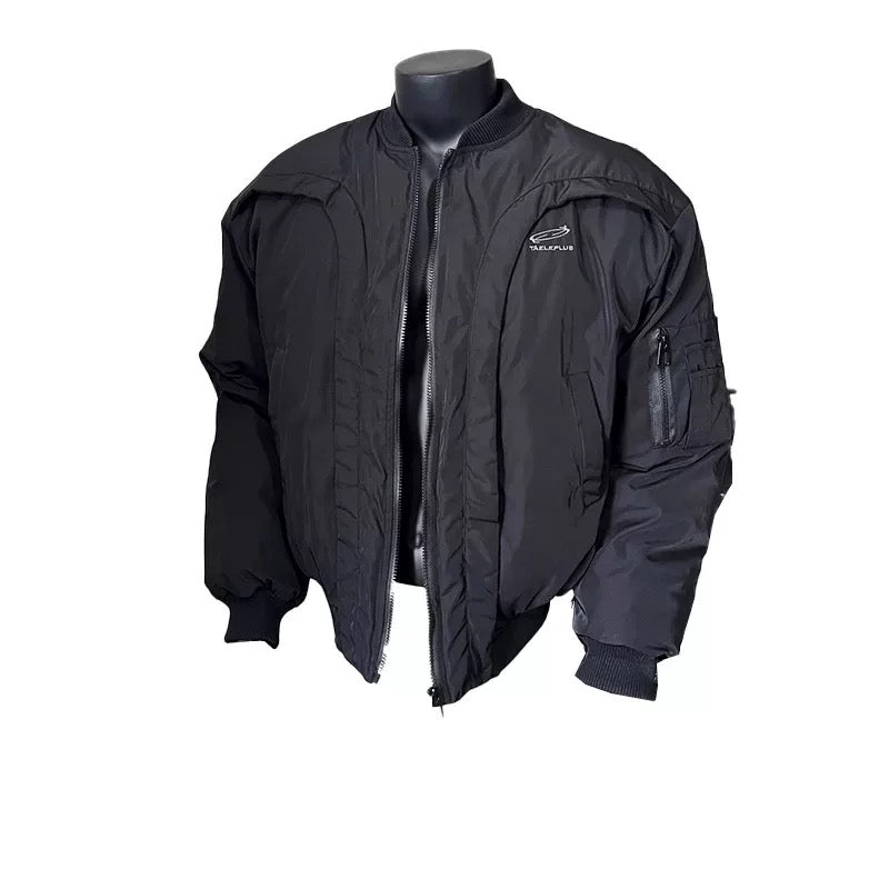 Men’s Deconstructed Bomber Jacket – American Retro High-Street Flight Outerwear FE0041