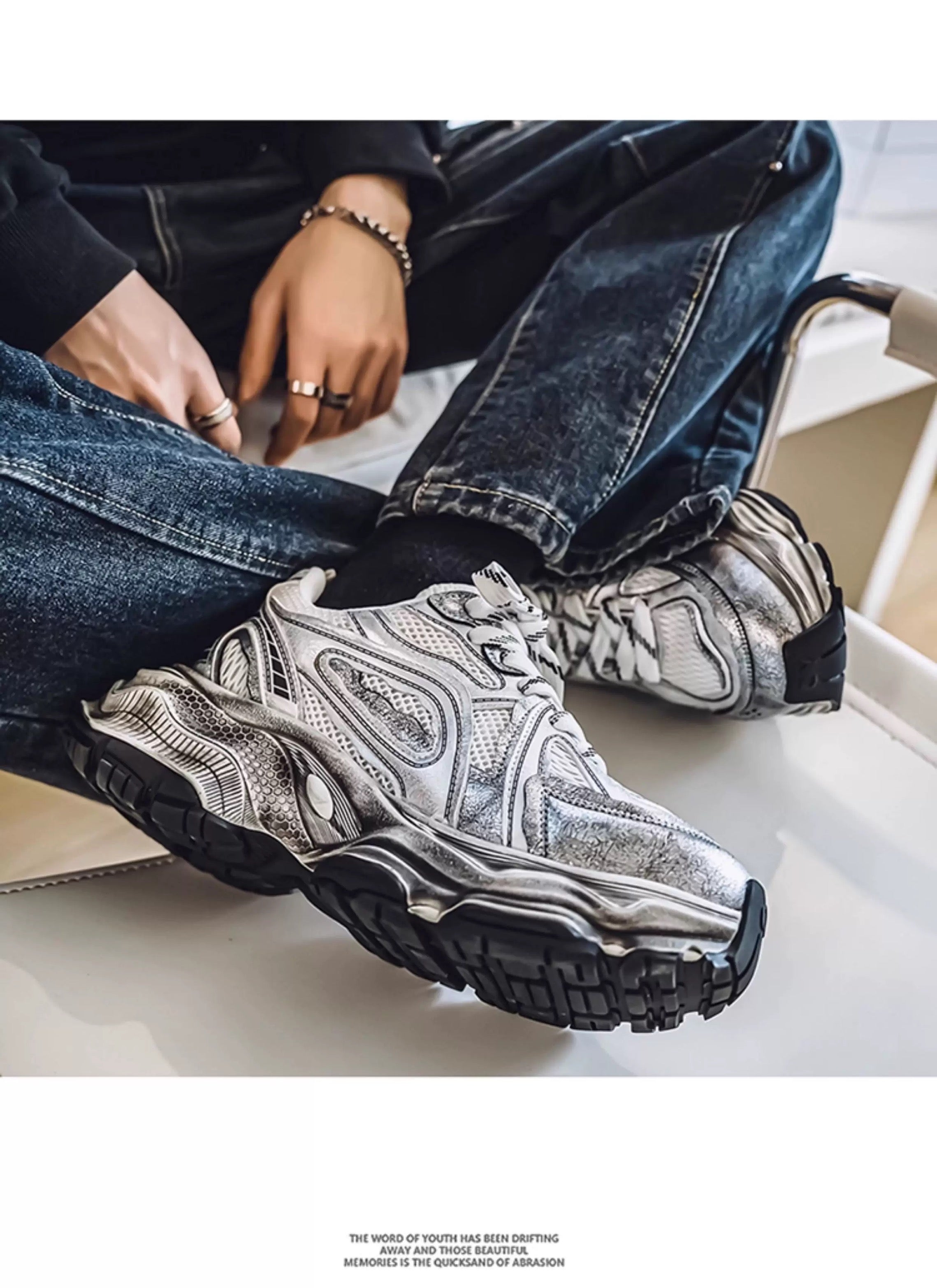 Men’s Retro Chunky Sneakers Casual Fashion Dad Shoes Soft Sole Trendy Running Shoes S0015