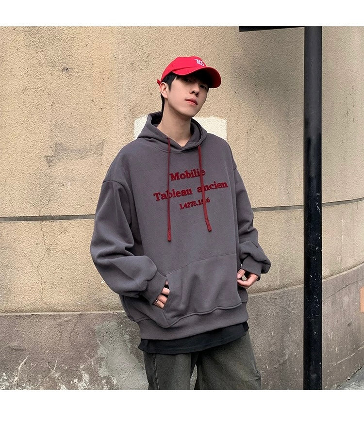 Men’s Vintage Brushed Embroidery Hoodie  FE0334