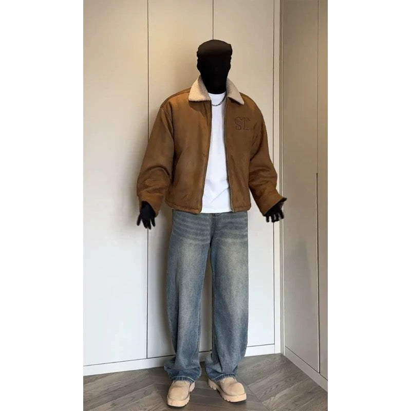 Men’s American Retro Thick Suede Coat  FE0074