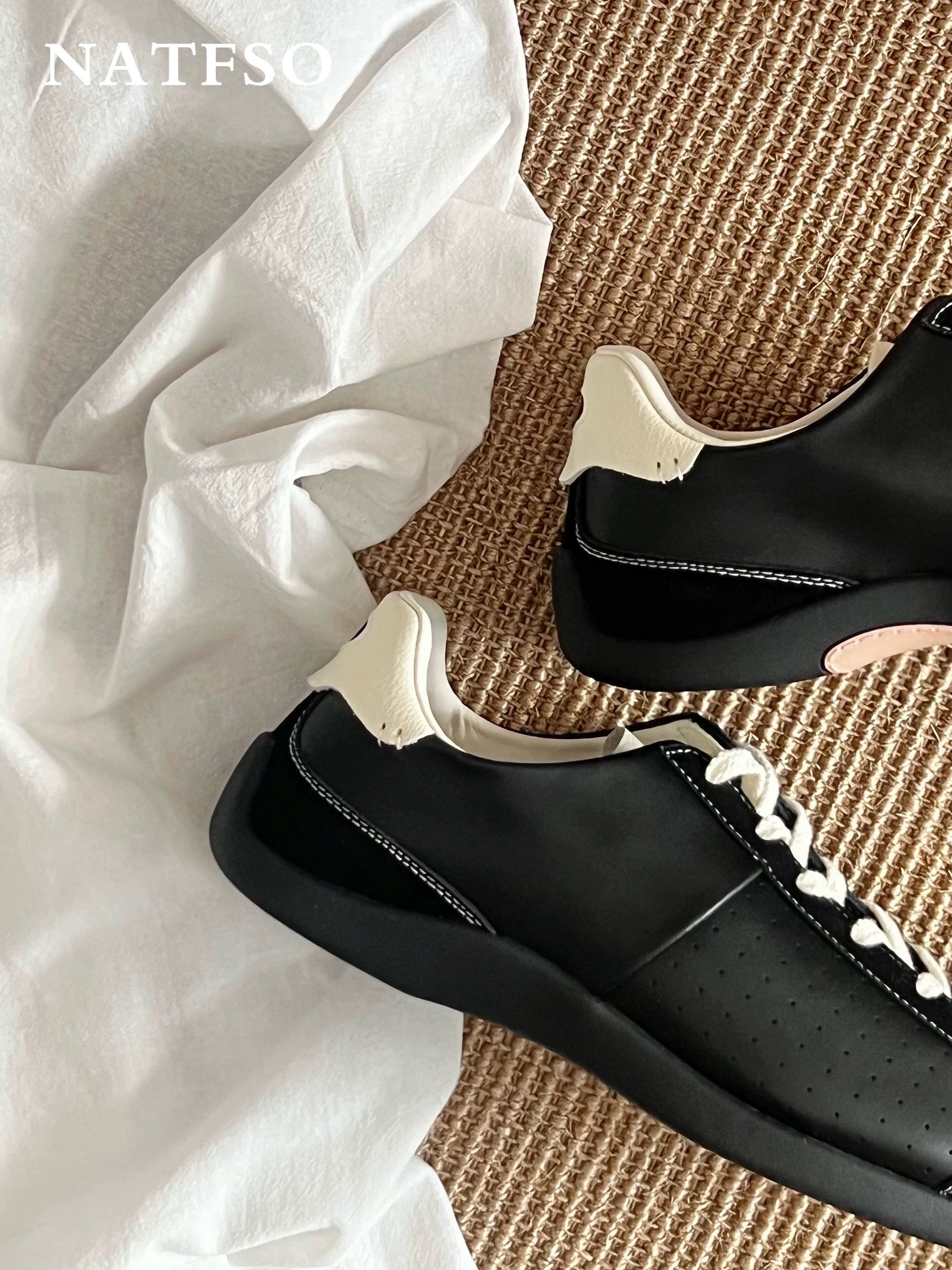 Vintage Black Ballet Core Trainers - Unisex Thin-Sole Casual Sneakers (Retro Running Shoes Style) S0003