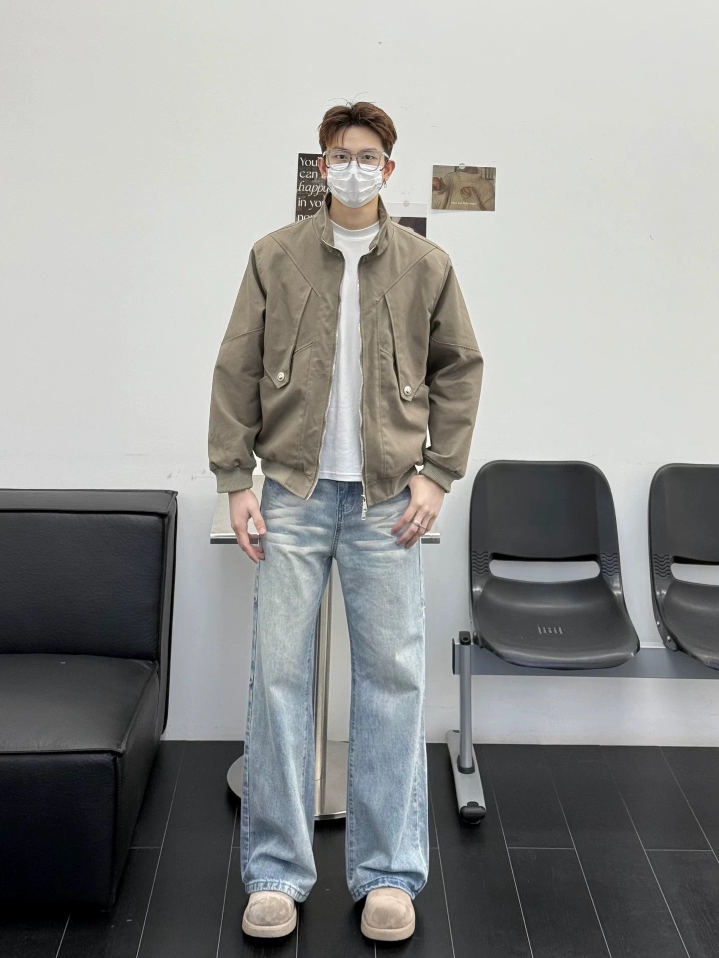 Men’s Stand Collar Jacket – Minimal Clean Fit Streetwear Outerwear   FE0048
