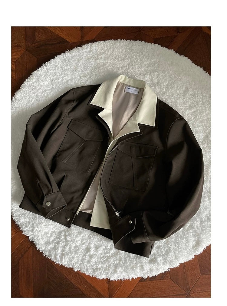 Men’s Deconstructed Layered Jacket – Vintage Minimal Street Outerwear   FE0034