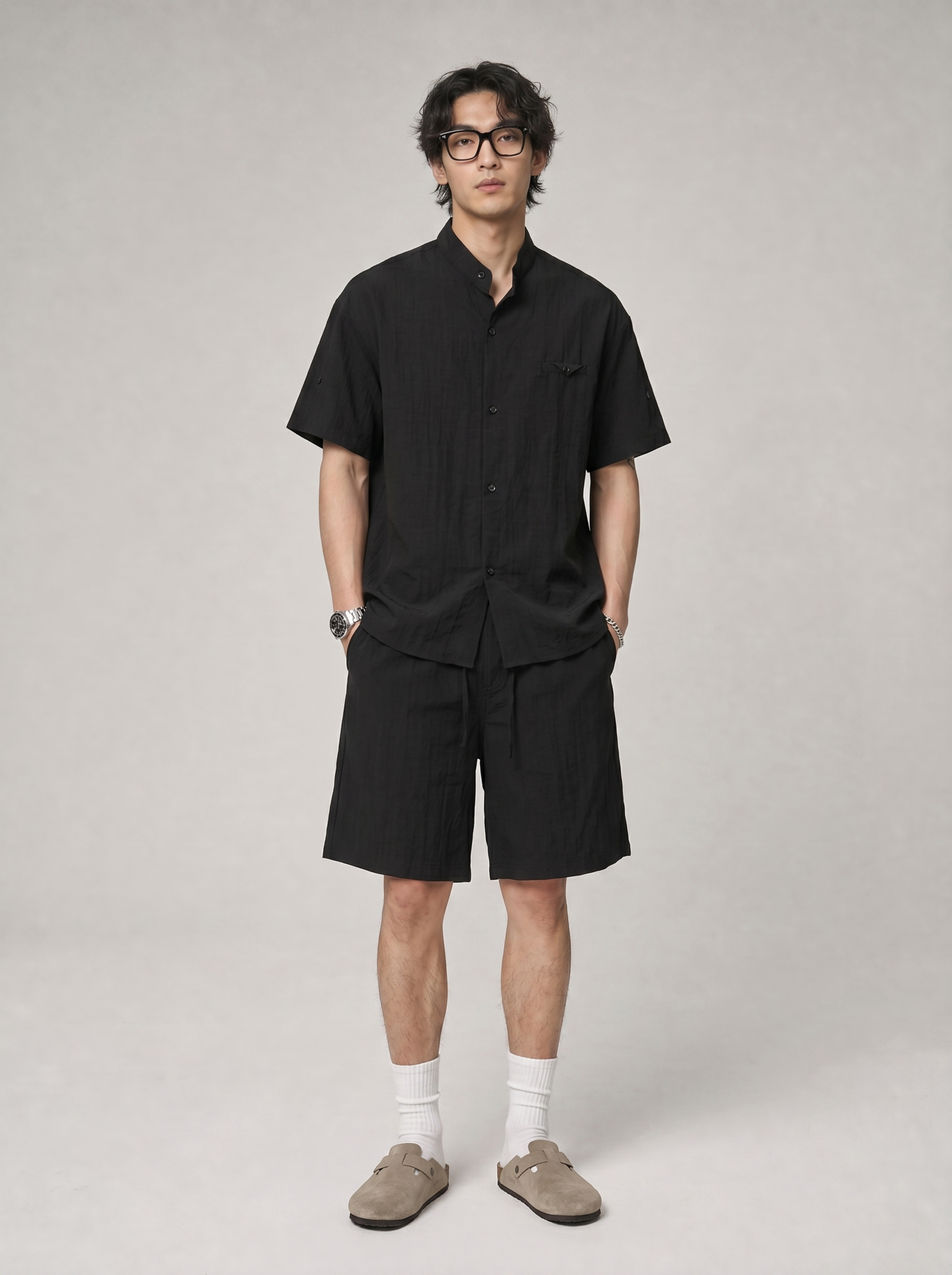 Men's Resort Wear Set - Lyocell Short Sleeve Vacation Outfit FE0716