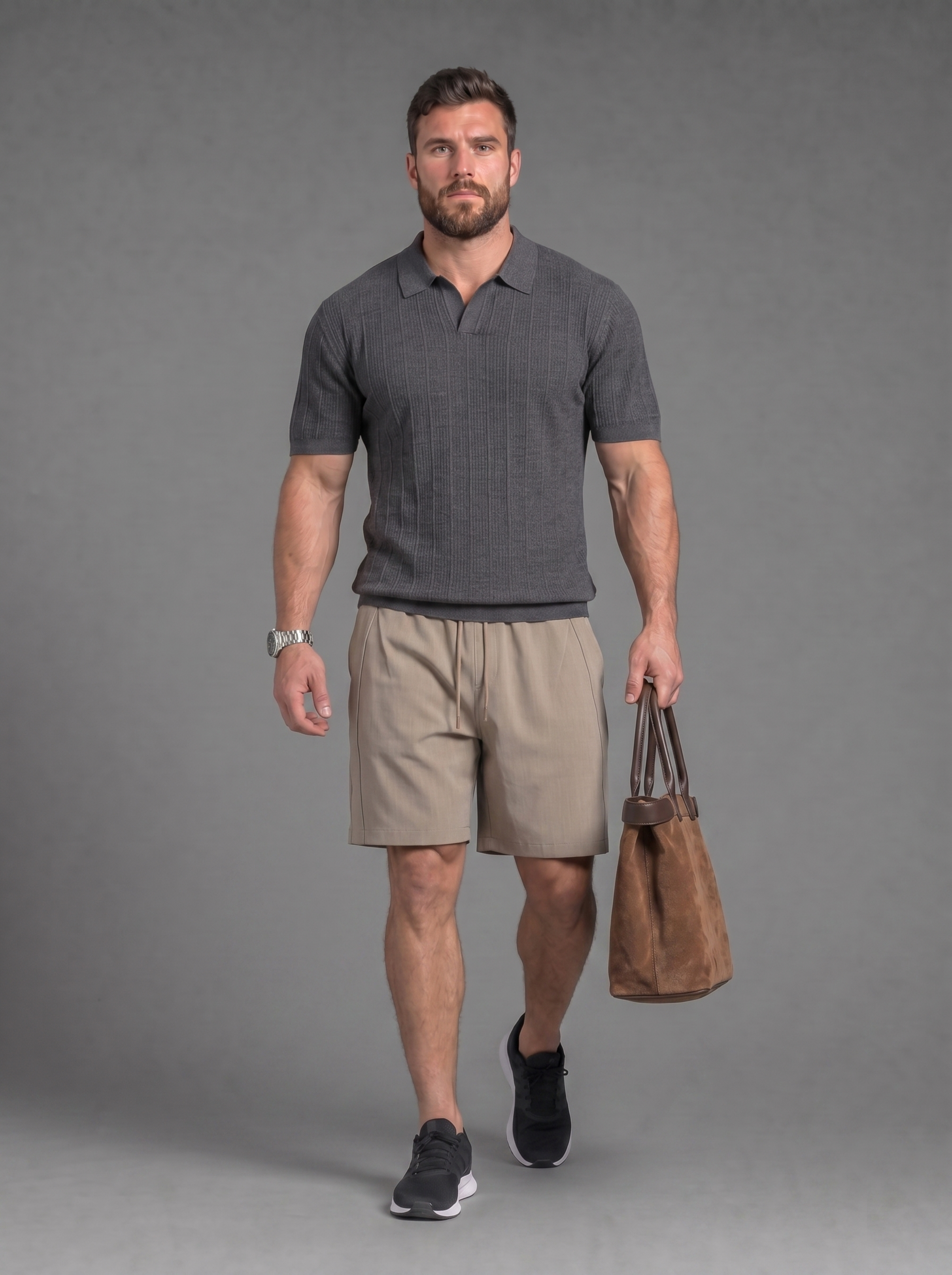 Men's Stretch Knit Polo Shirt - Short Sleeve Casual Knit Tee FE0715