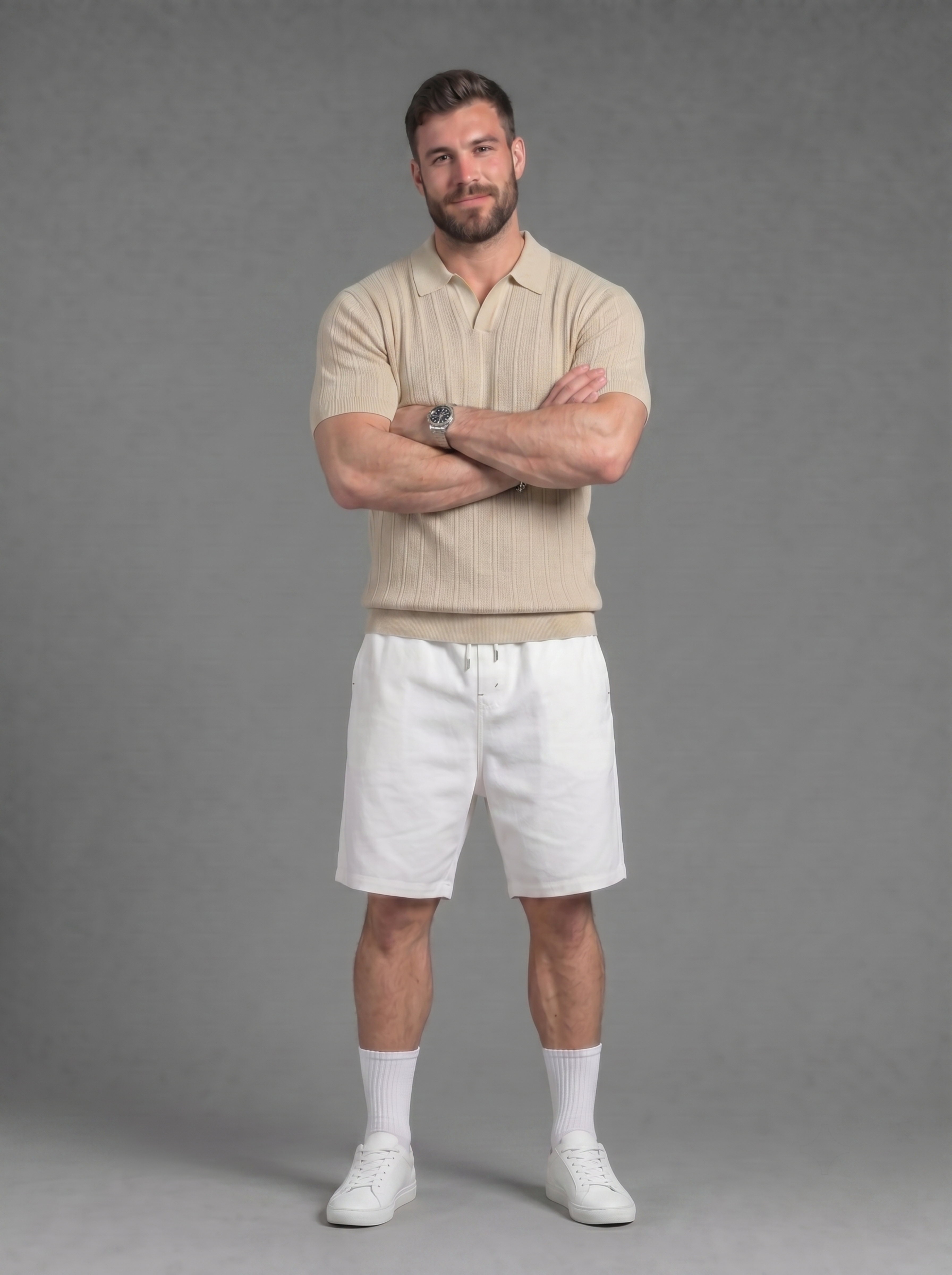 Men's Stretch Knit Polo Shirt - Short Sleeve Casual Knit Tee FE0715