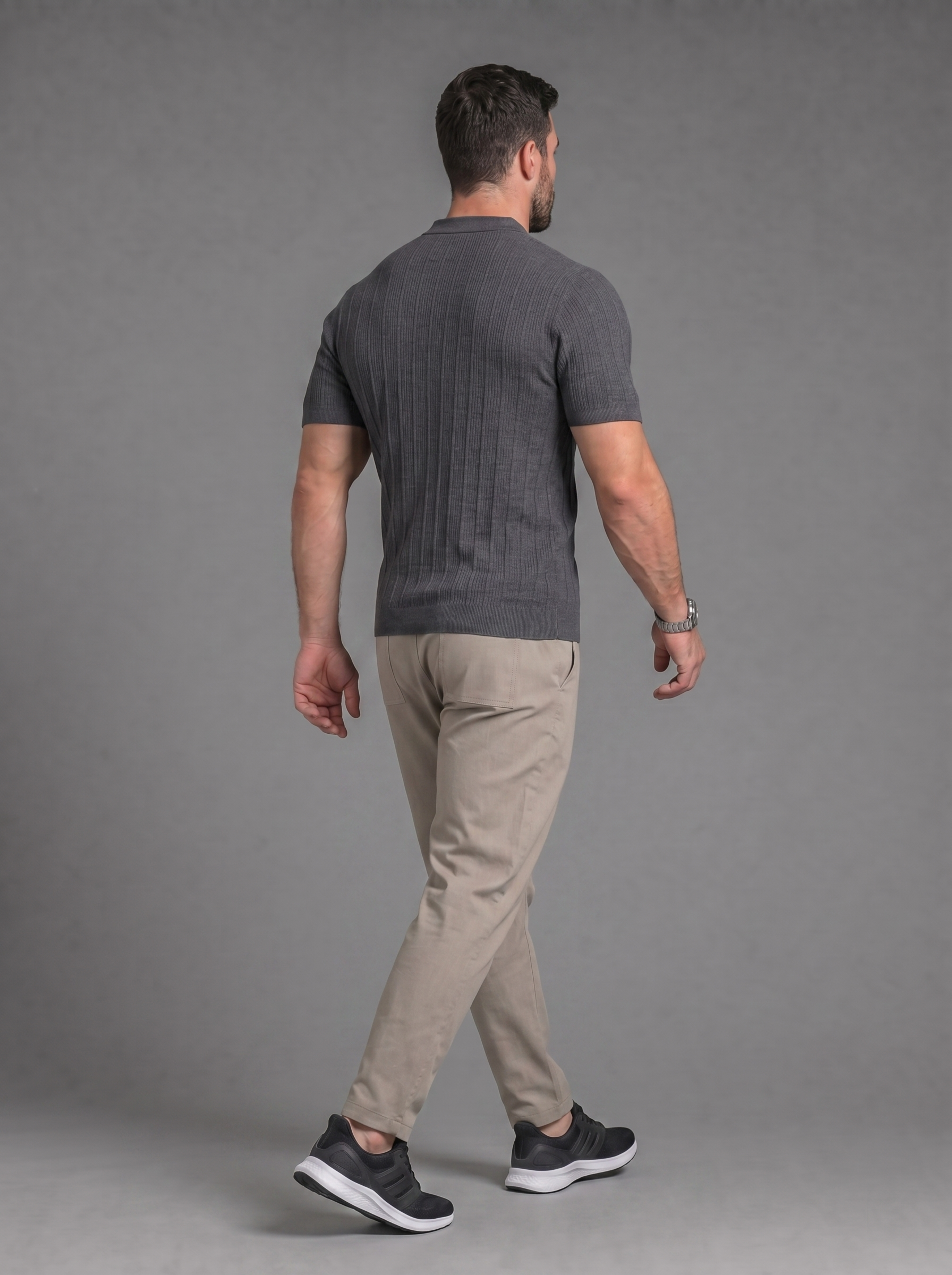 Men's Stretch Knit Polo Shirt - Short Sleeve Casual Knit Tee FE0715
