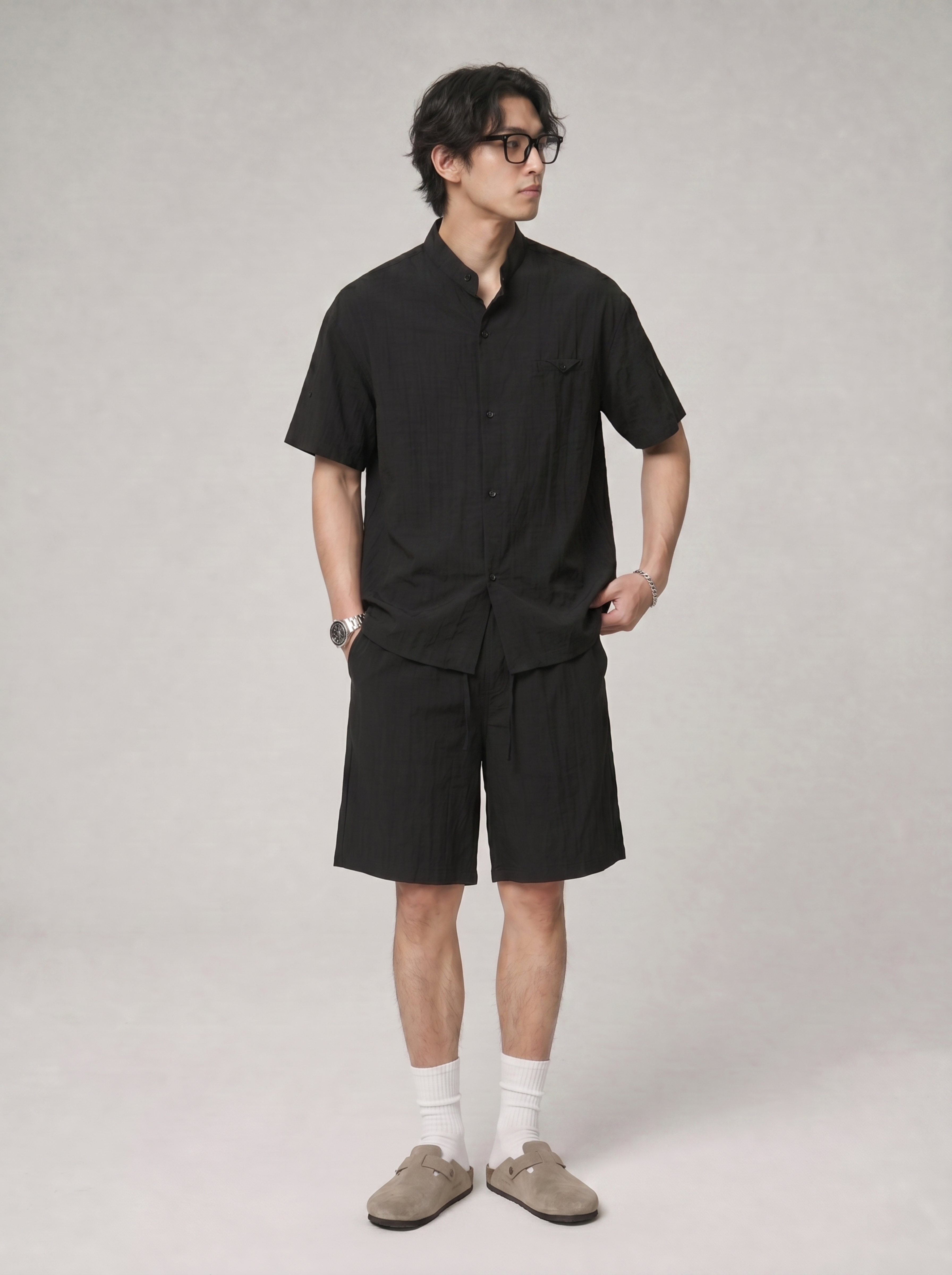 Men's Resort Wear Set - Lyocell Short Sleeve Vacation Outfit FE0716