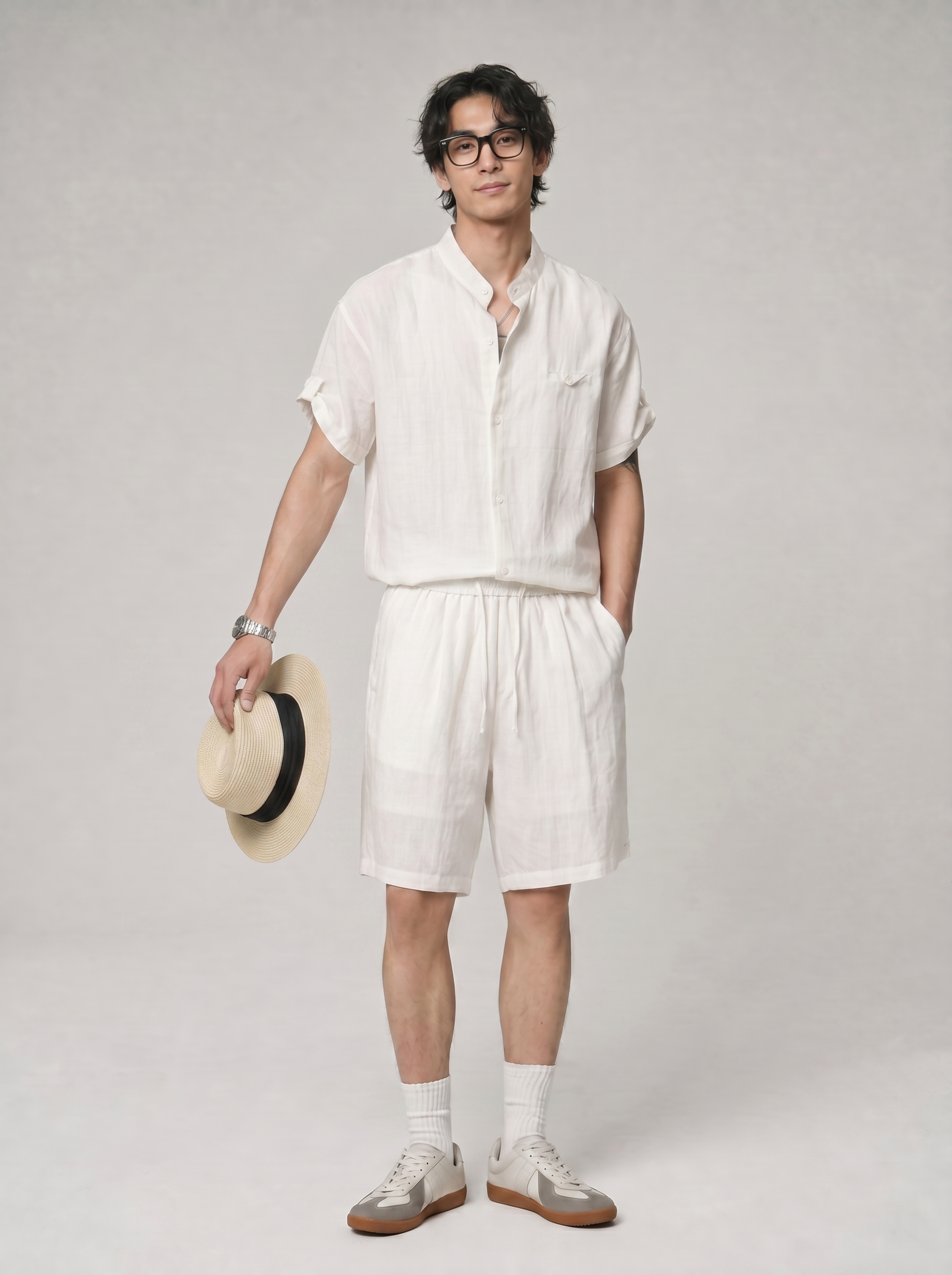 Men's Resort Wear Set - Lyocell Short Sleeve Vacation Outfit FE0716