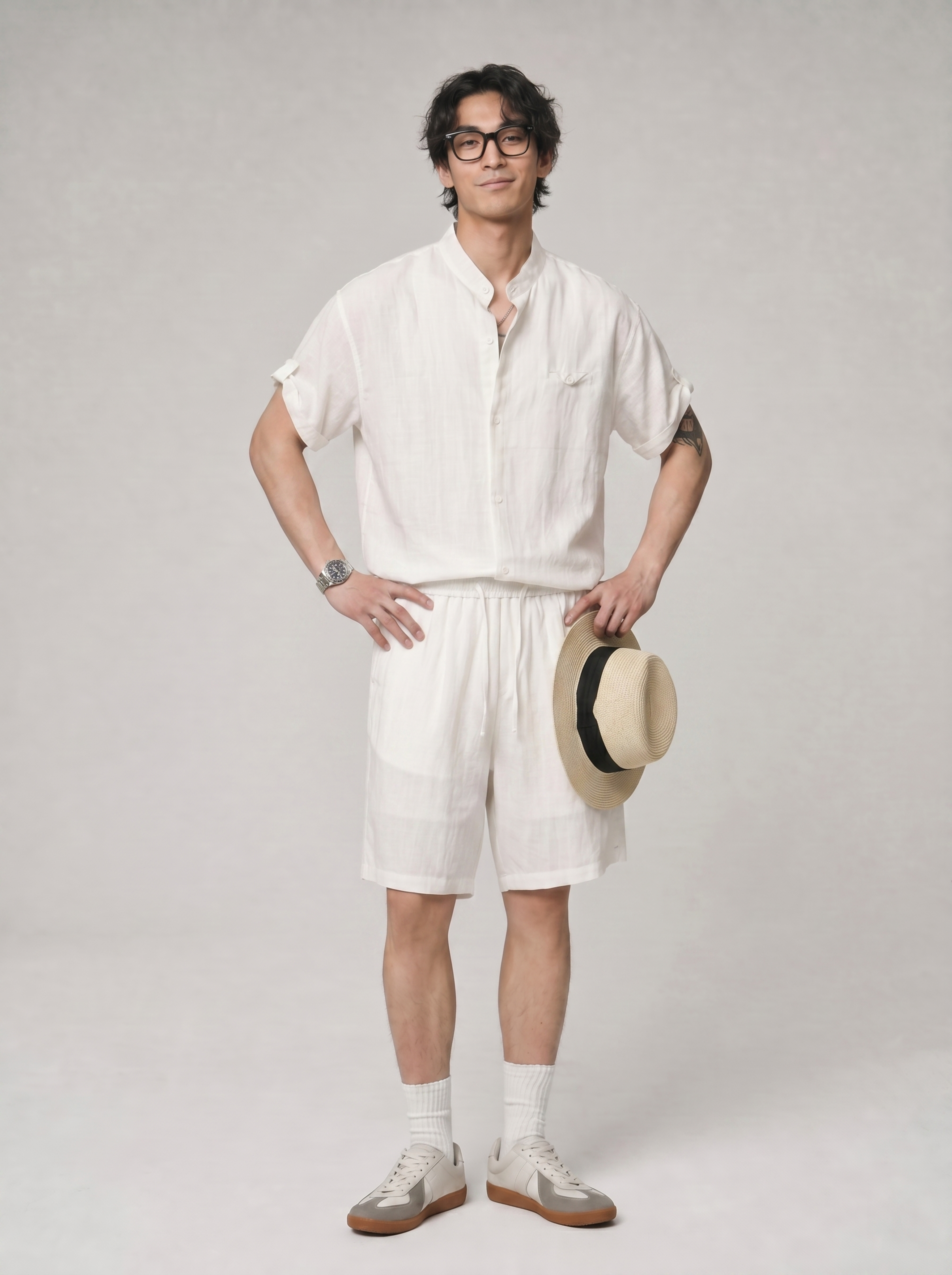 Men's Resort Wear Set - Lyocell Short Sleeve Vacation Outfit FE0716