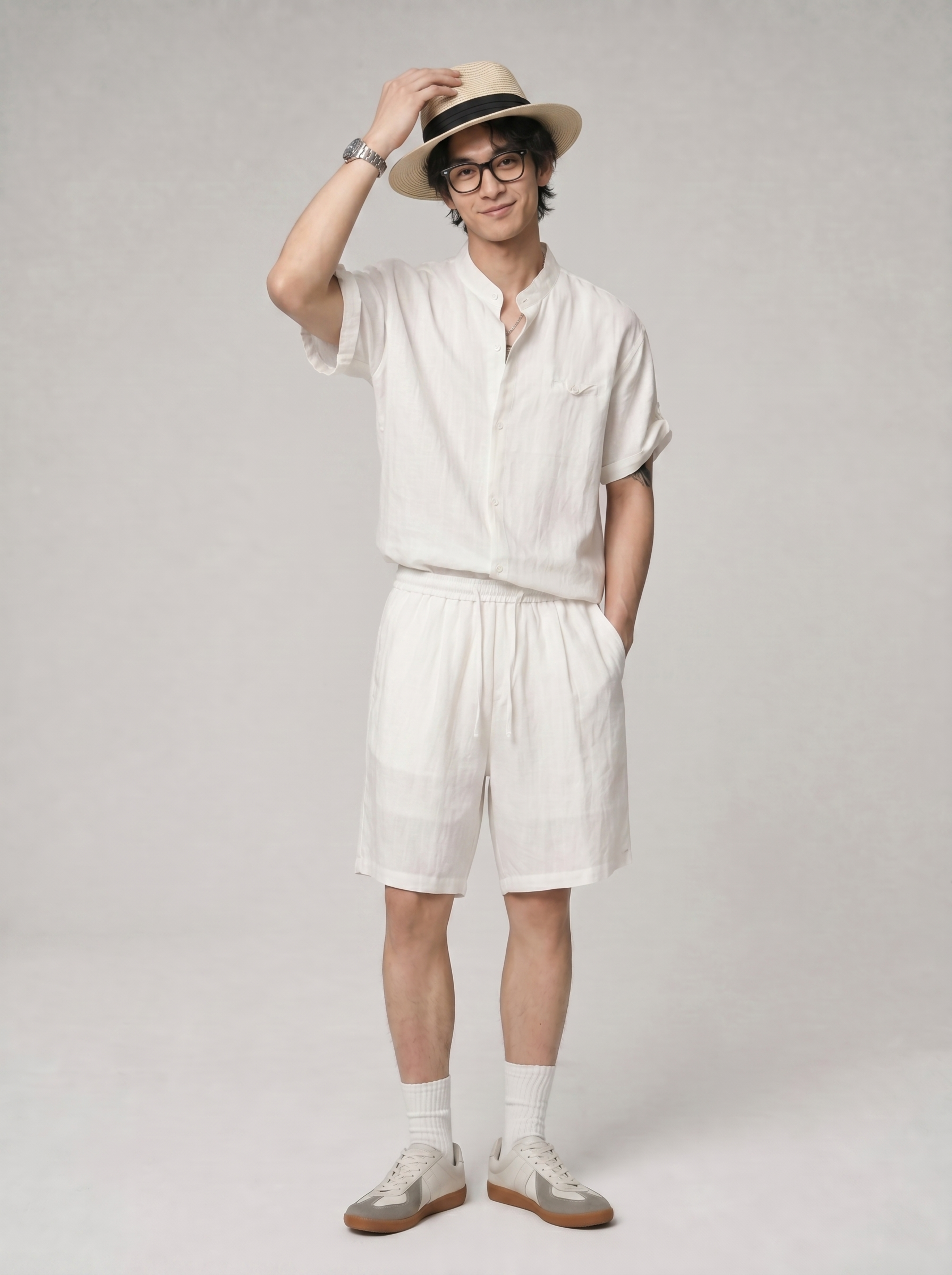 Men's Resort Wear Set - Lyocell Short Sleeve Vacation Outfit FE0716