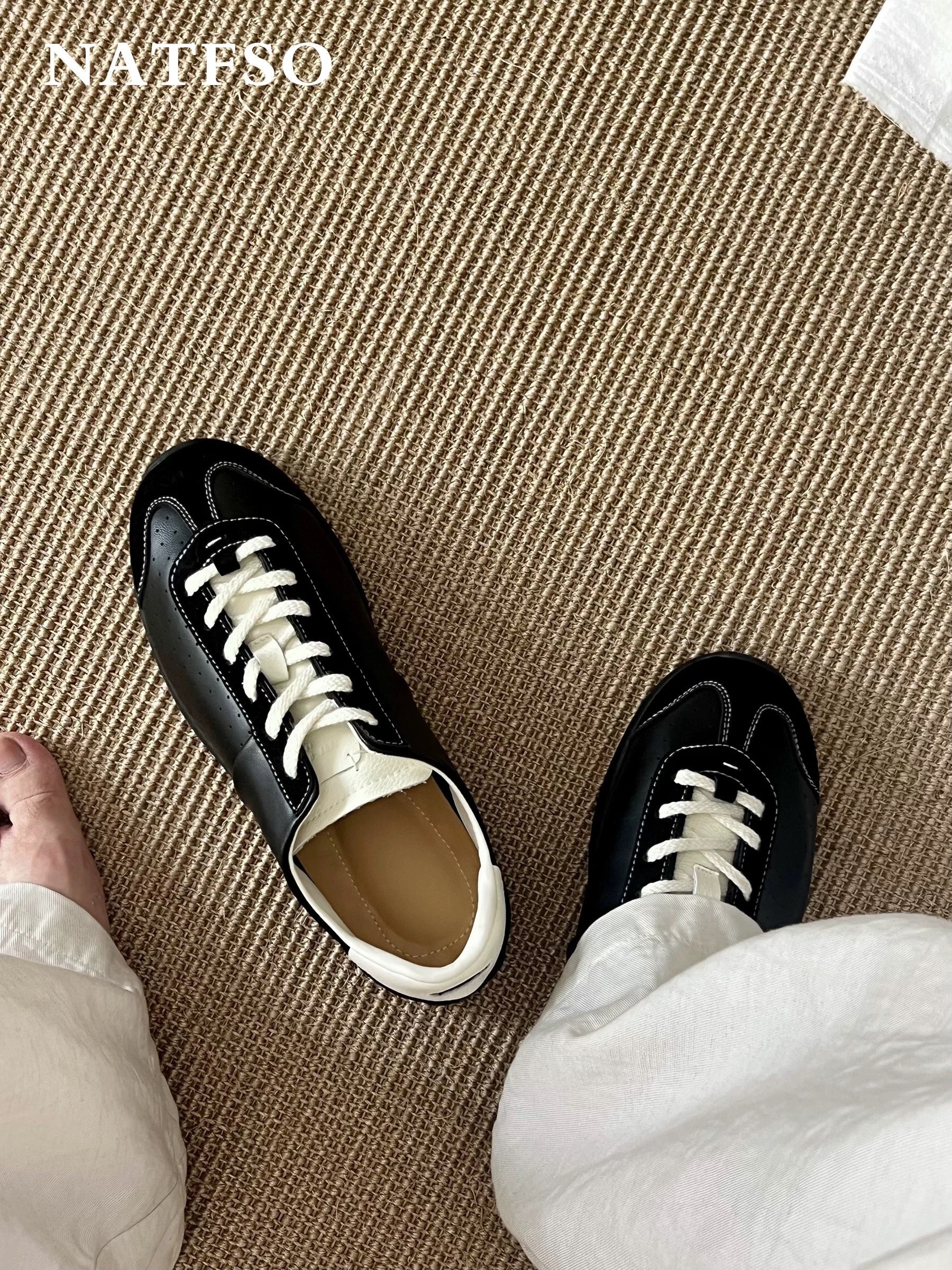 Vintage Black Ballet Core Trainers - Unisex Thin-Sole Casual Sneakers (Retro Running Shoes Style) S0003