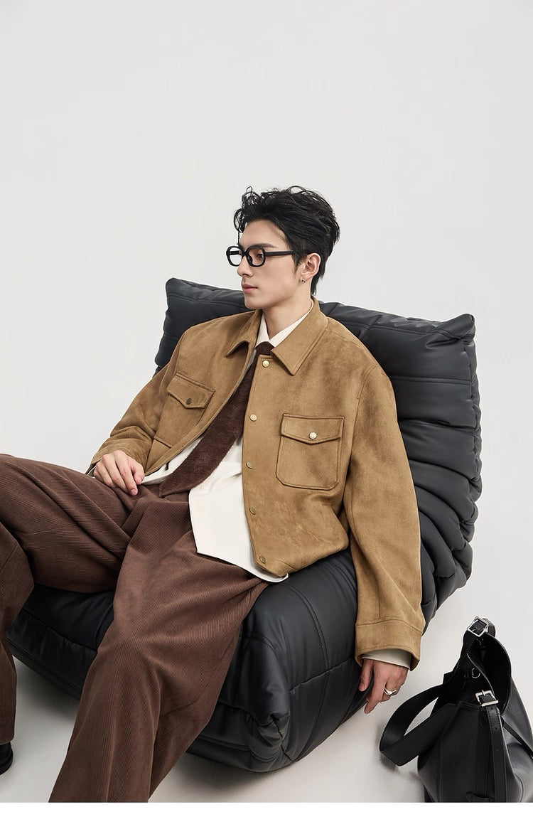 Men's Retro Premium Faux Suede Lapel Jacke  FE0275