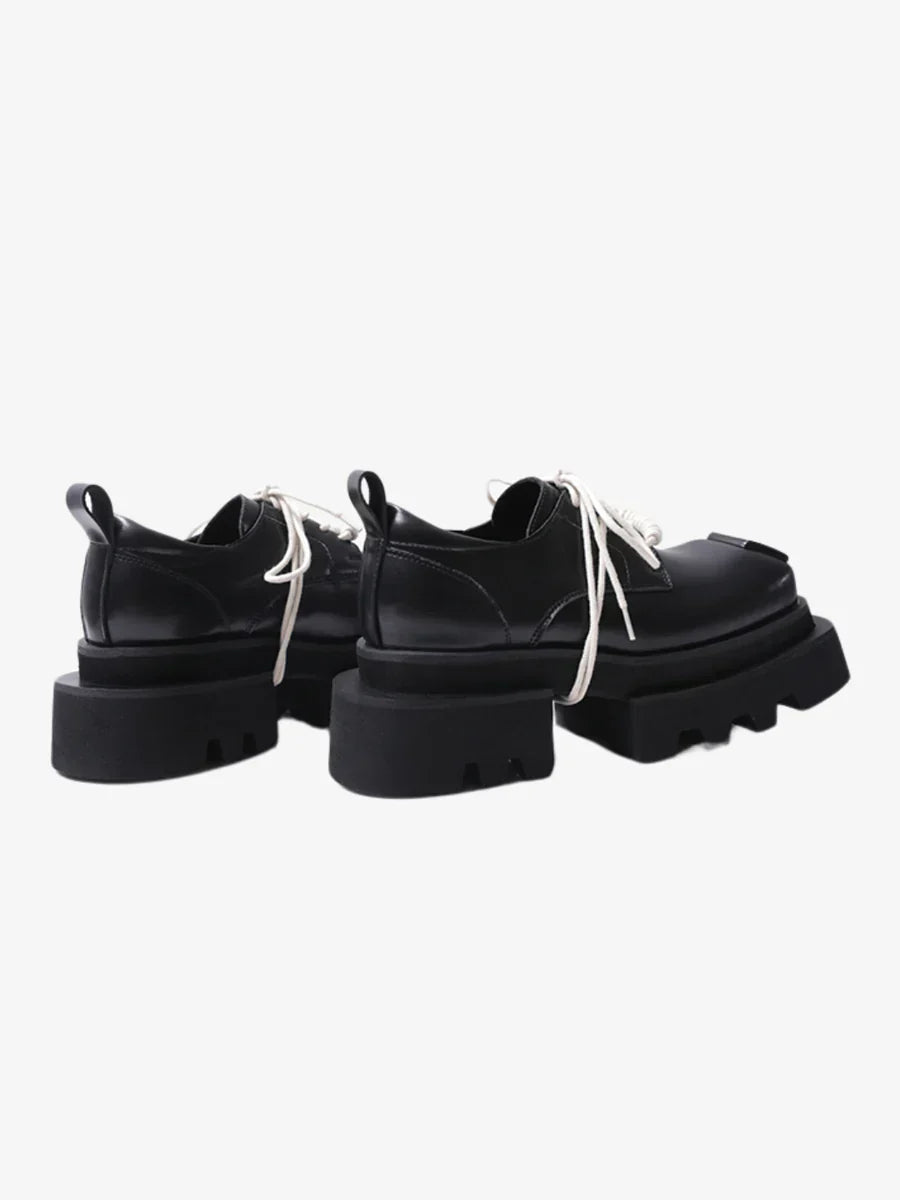 LEATHER SQUARE HEAD LACE-UP DERBY SHOES S020