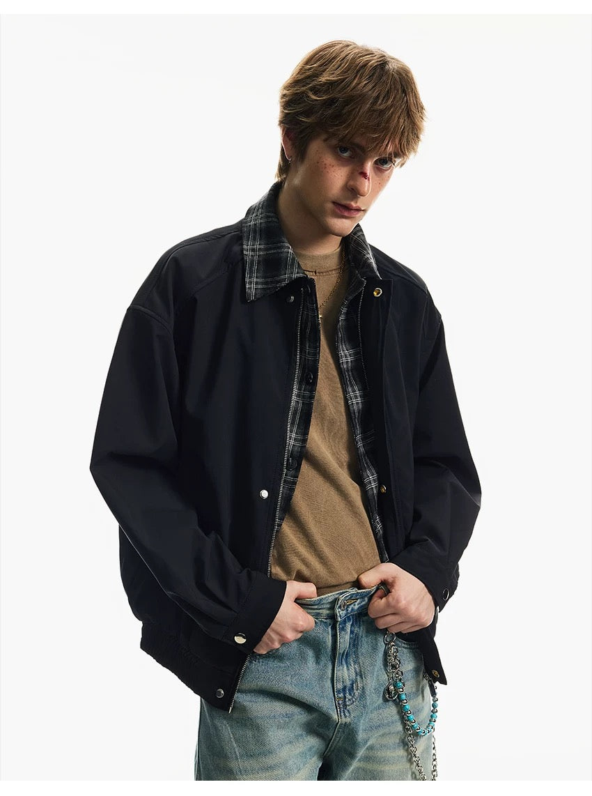 Men’s Retro American Plaid Lapel Jacket   FE0079