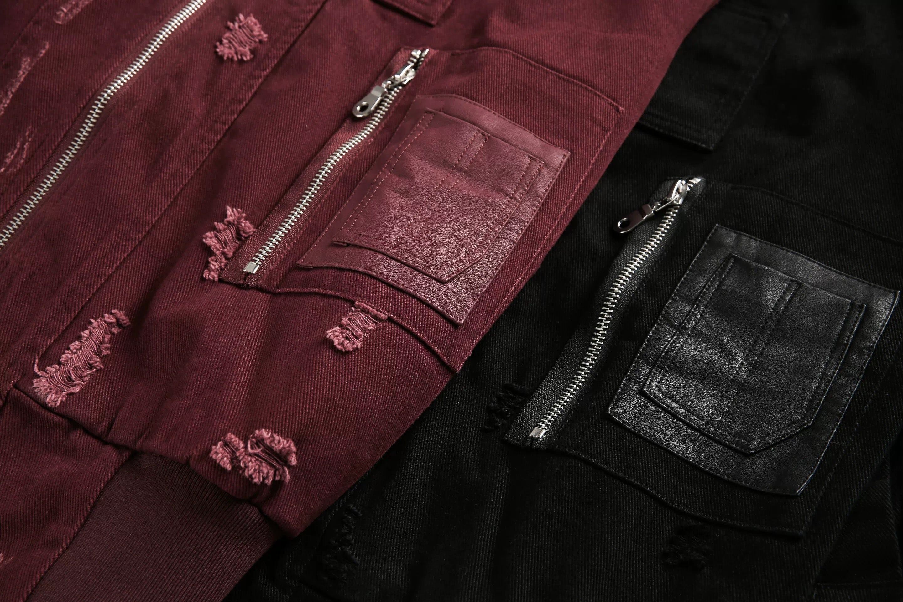 Men’s Burgundy MA-1 Distressed Bomber Jacke  FE0306