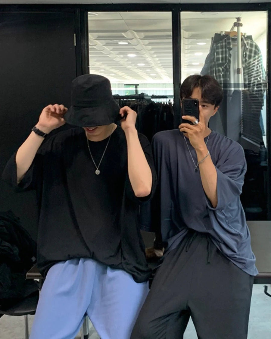 [MRCYC] COTTON LOOSE ROUND NECK HALF-SLEEVED T-SHIRT   FE0181