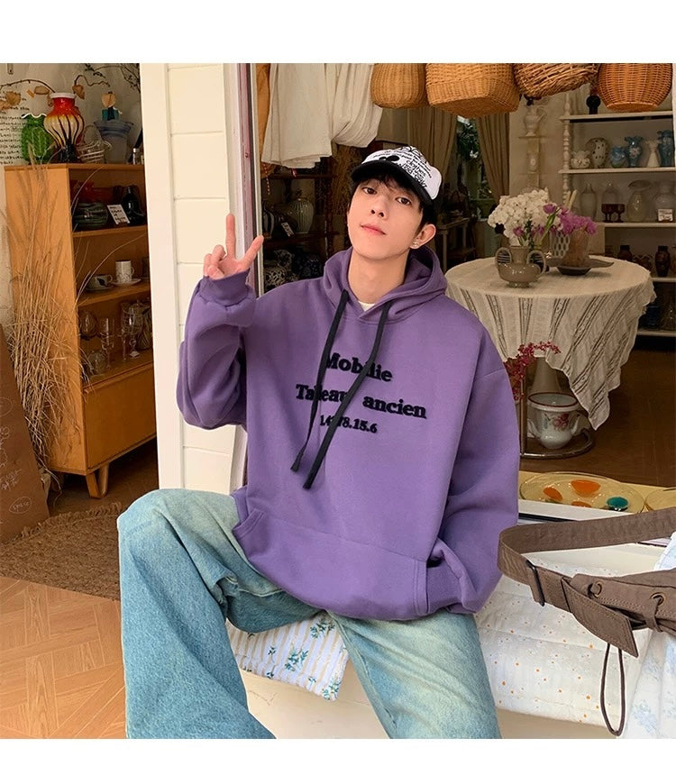 Men’s Vintage Brushed Embroidery Hoodie  FE0334