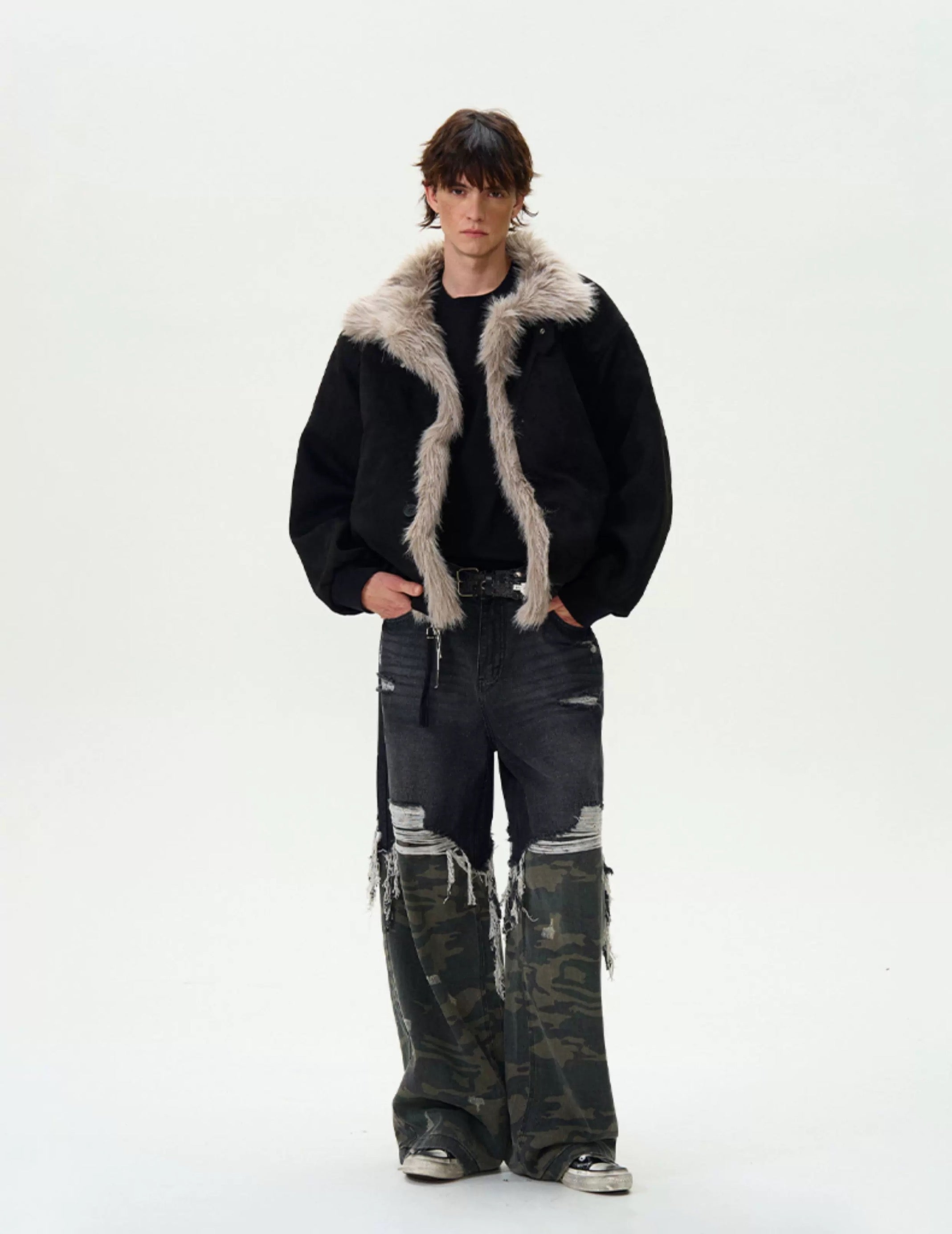 Men’s Vintage Washed Thick Padded Jacket – American Retro Winter Street Coat   FE0043