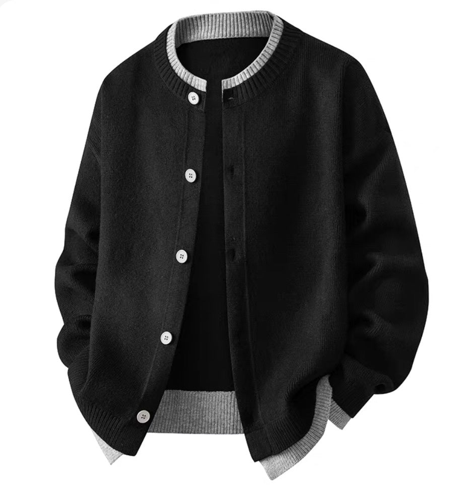 Men’s Japanese Vintage Layered Button Knit Sweater – Retro Street Casual Pullover   FE0314