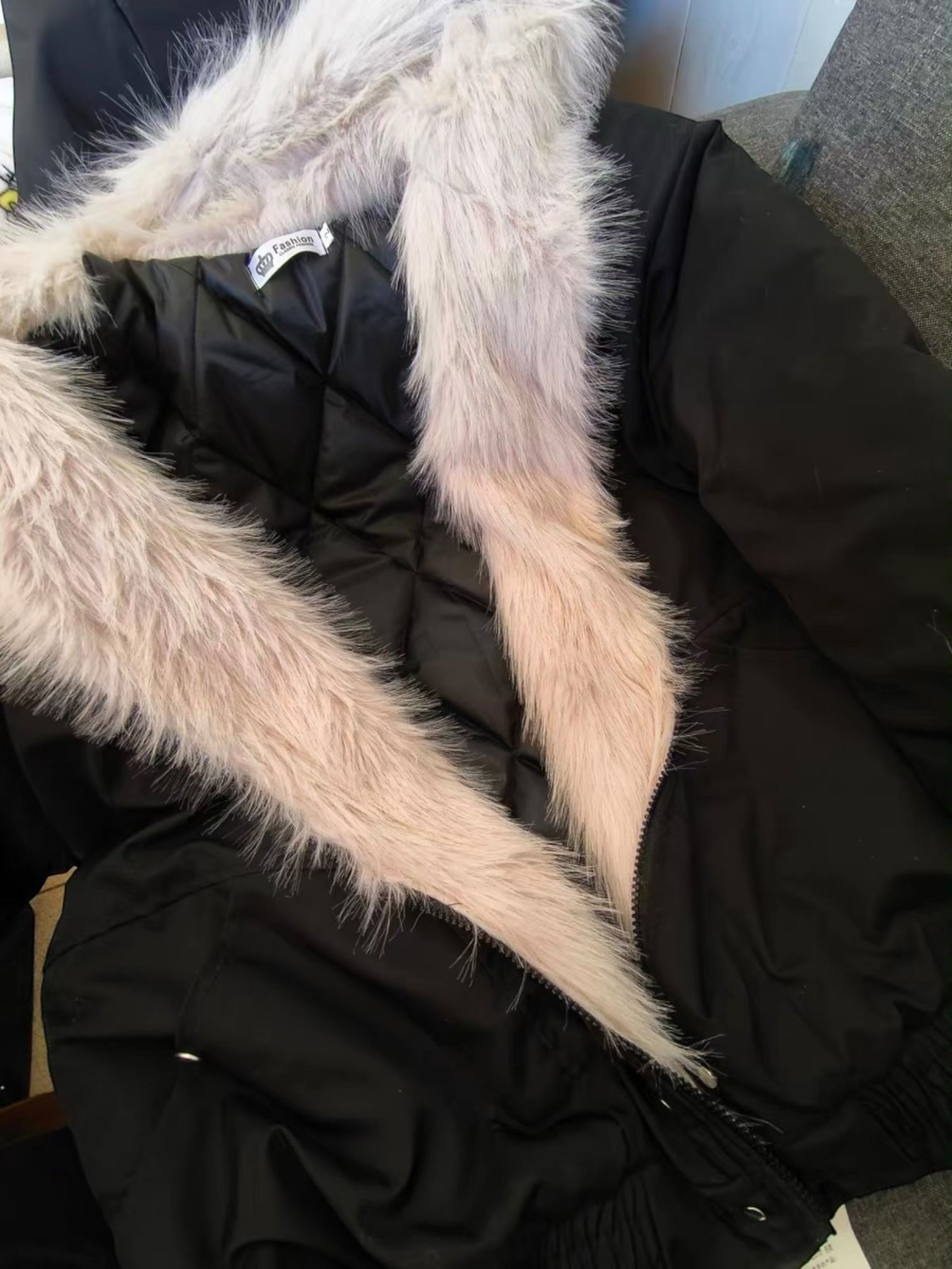 [Korean Girl] FUR LINED PUFFER BOMBER JACKET   FE0209