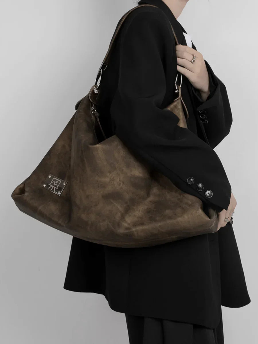 [LUCKYSTUDIO]LARGE SOFT LEATHER SHOULDER CROSSBODY BAG   FA113