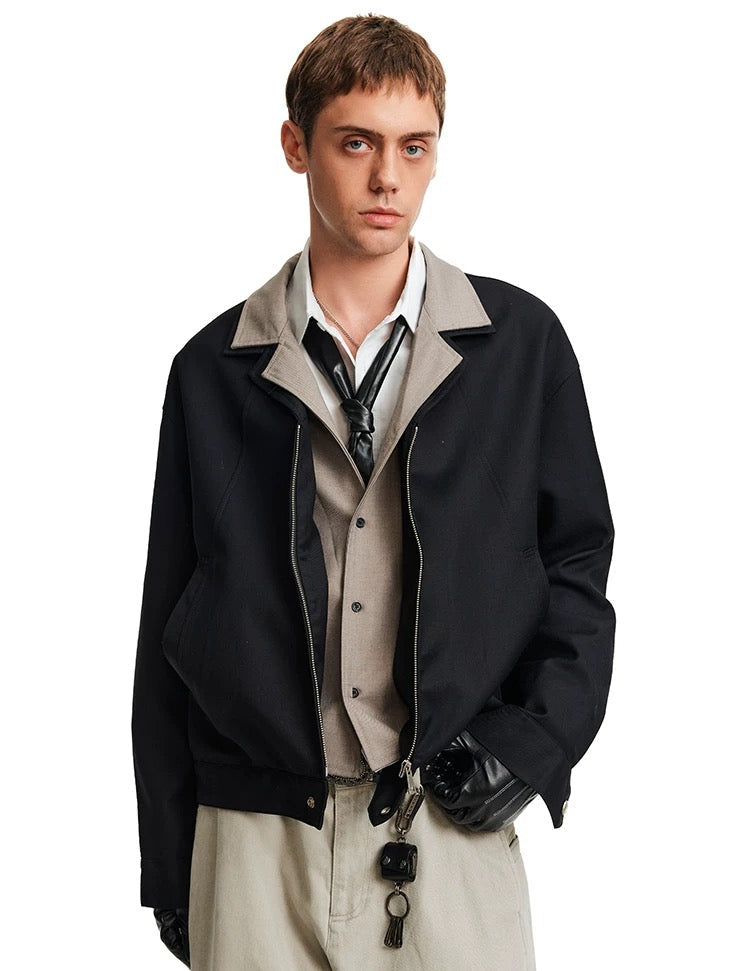 Men’s Deconstructed Layered Jacket – Vintage Minimal Street Outerwear   FE0034