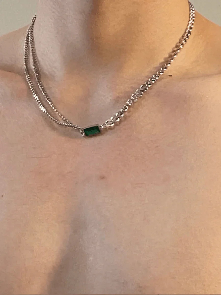 SQUARE GREEN DIAMOND NECKLACE   FA123