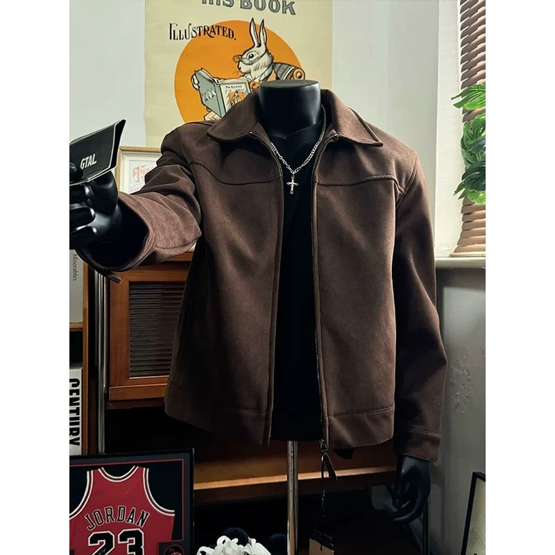 Men’s Vintage American Suede Collar Jacket   FE0077