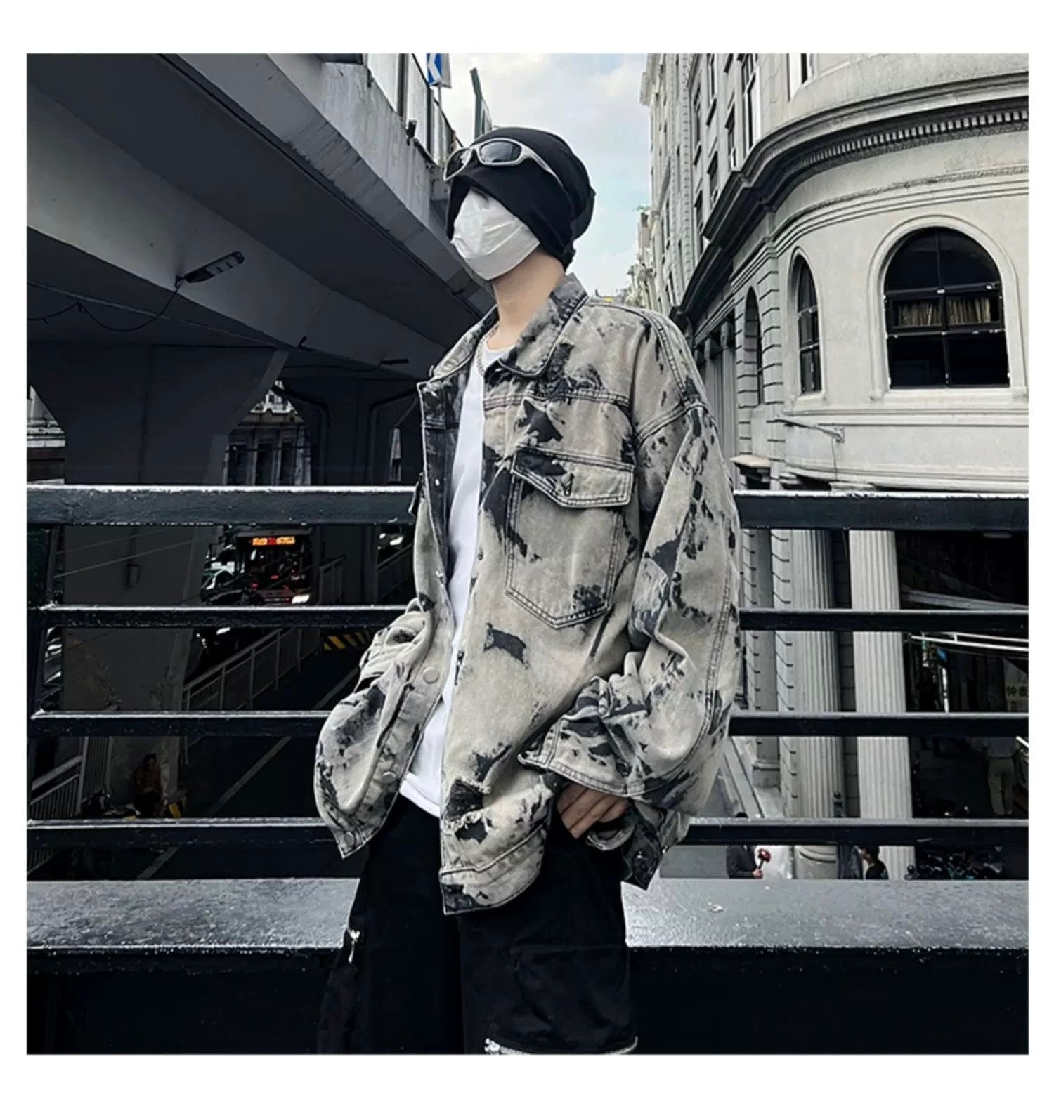 Men’s American Tie-Dye Denim Jacket – High Street Vintage Streetwear Outerwear FE0292