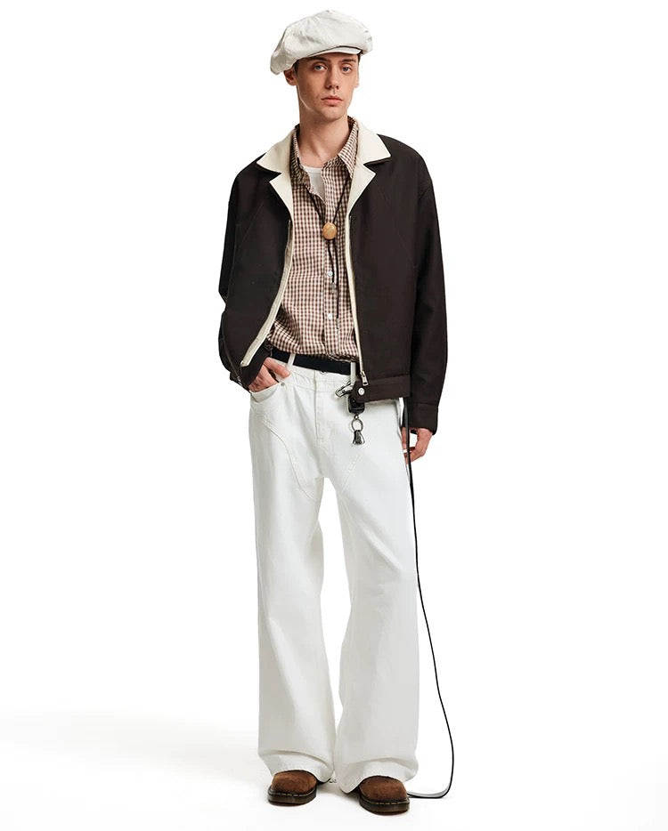 Men’s Deconstructed Layered Jacket – Vintage Minimal Street Outerwear   FE0034