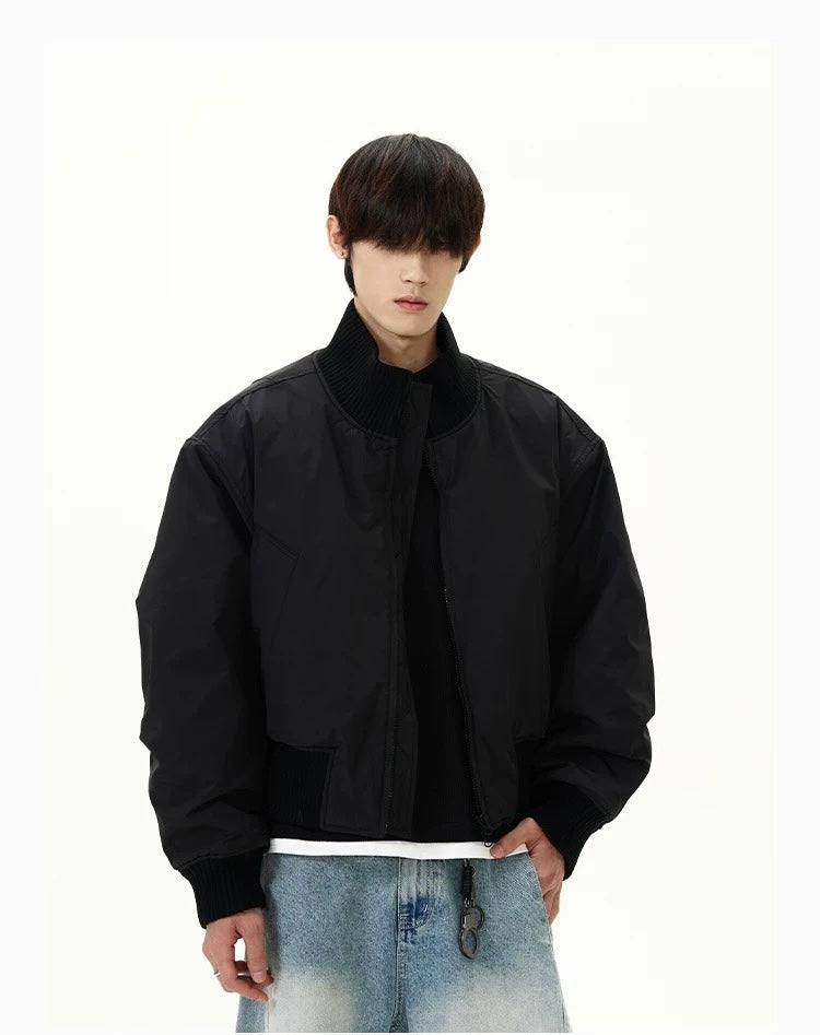 Men’s Short Padded Bomber Jacket – American Retro Street Winter Coat   FE0312