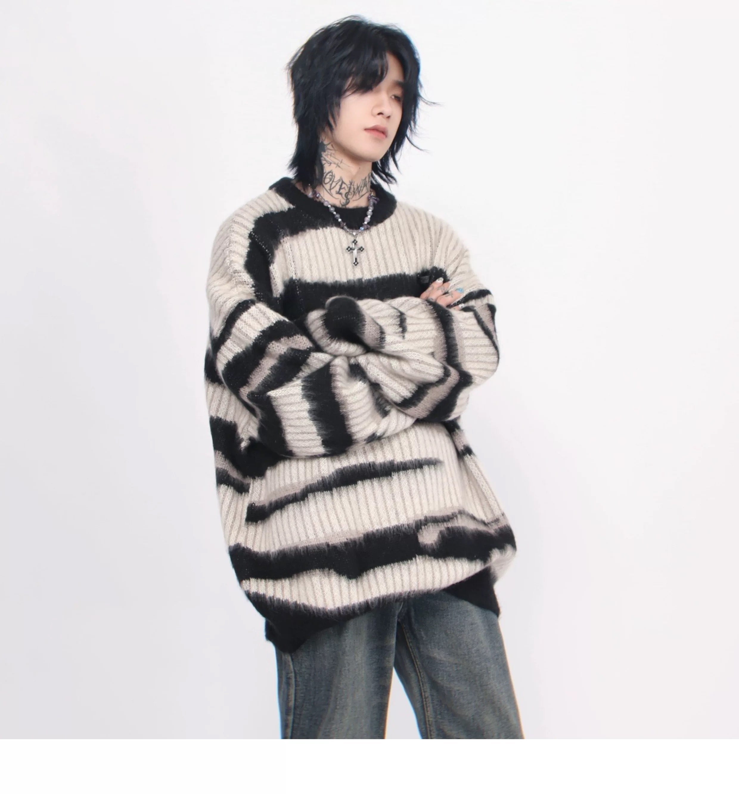 Men’s American Streetwear Oversized Sweater   FE0375
