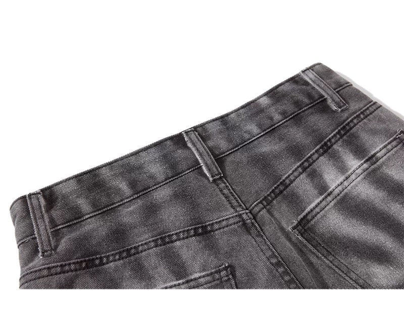 Men’s Smoke Washed Vintage Jeans – Distressed American Street Denim Pants   FE0311