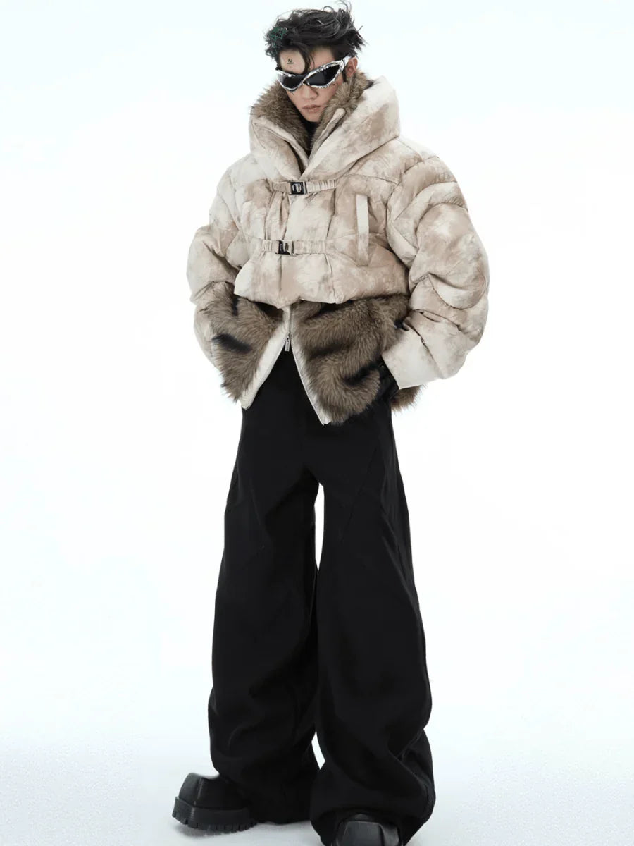 [CULTUREE] FAKE TWO-PIECE DESIGN FUR COTTON JACKET   FE0489