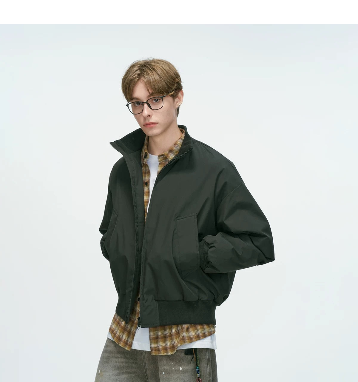Stand Collar Down Jacket – Minimalist Warm Puffer for Winter Street Style   FE0073
