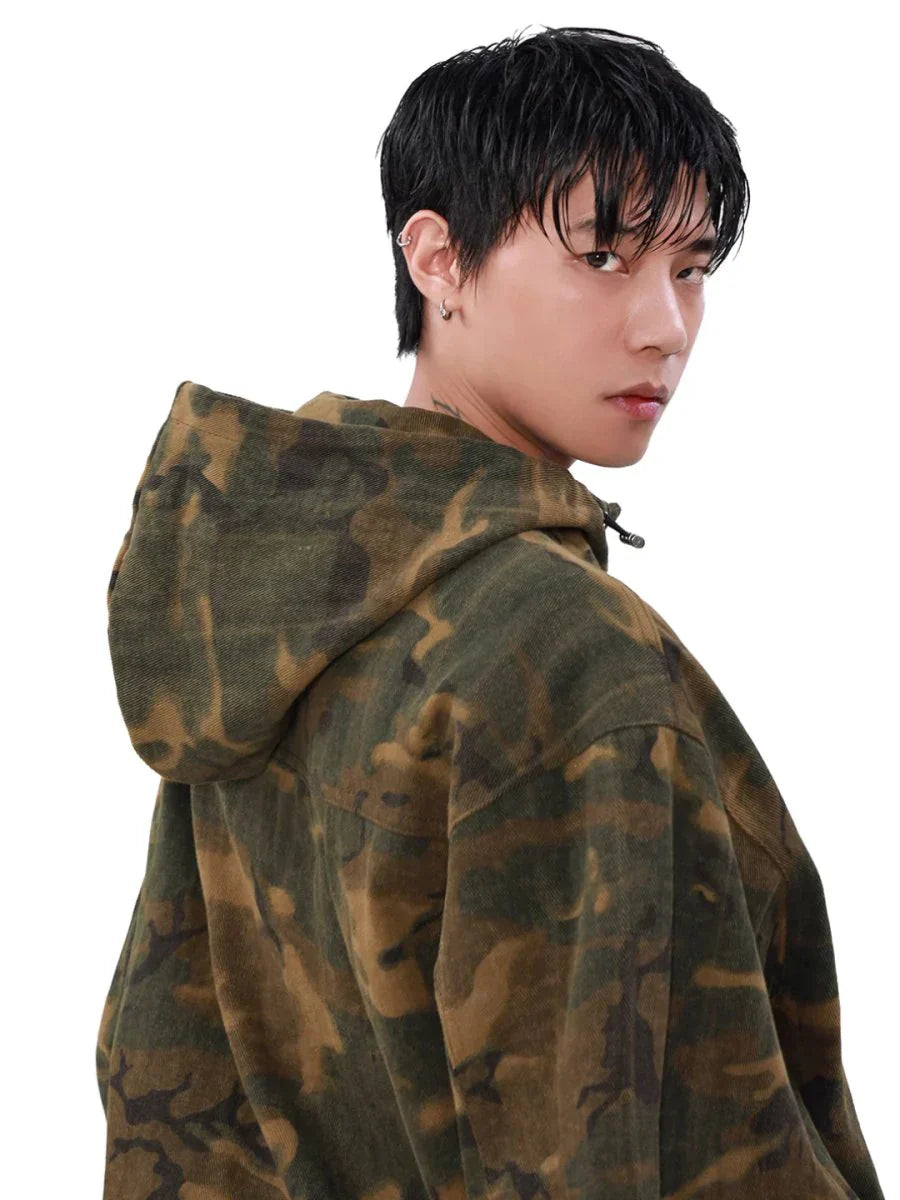 LOOSE ZIPPER HOODED JACKET  FE0123