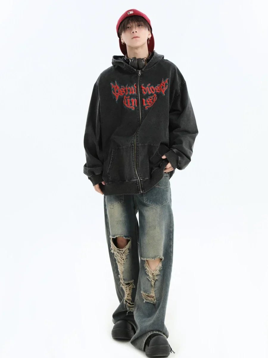 GOTHIC LETTER LOGO DENIM JACKET   FE0122