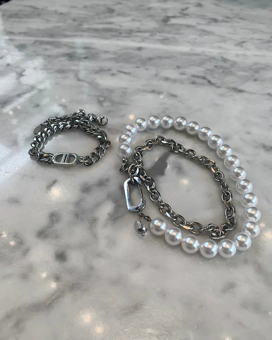 STEEL CHAIN NECKLACE & BRACELET   FA124
