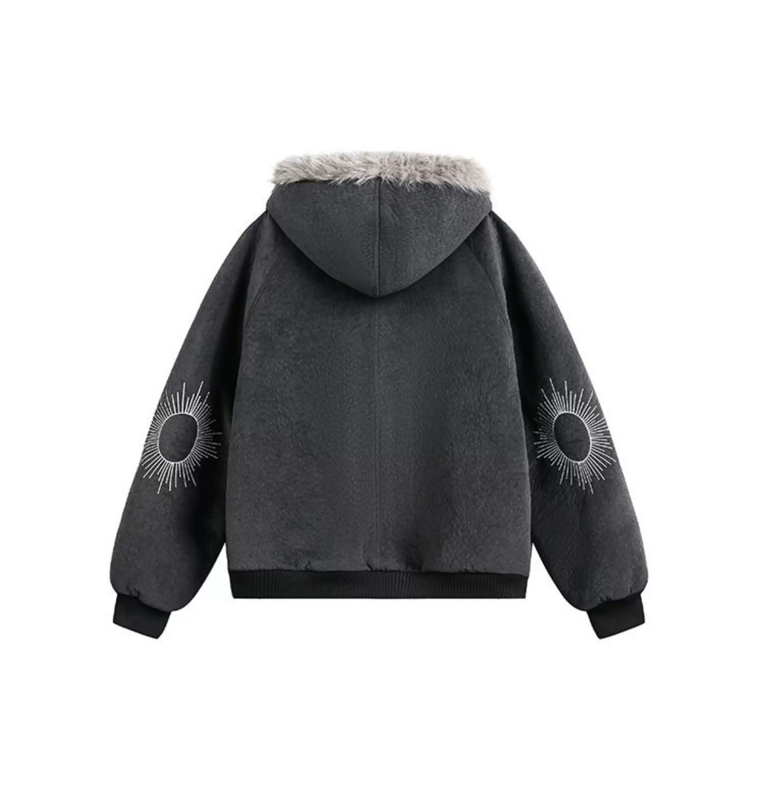 American Vintage Faux Rabbit Fur Hooded Jacket   FE0080