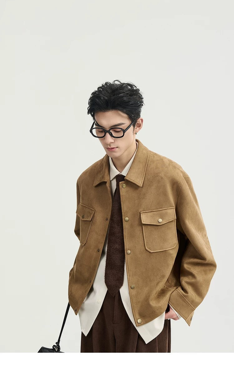 Men's Retro Premium Faux Suede Lapel Jacke  FE0275