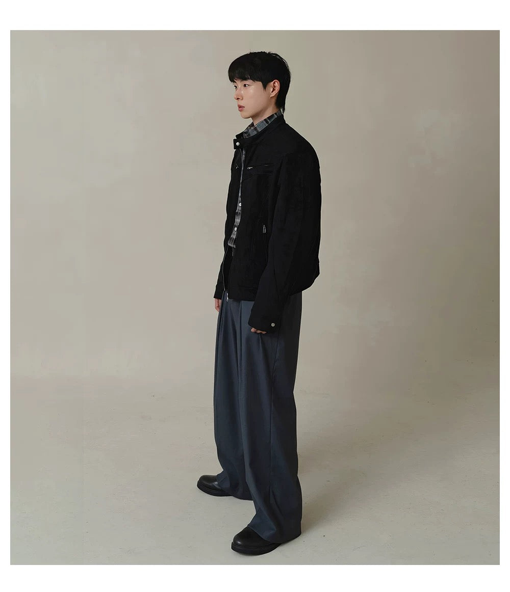 American Stand Collar Jacket – Vintage Streetwear Short Coat for Men FE0340