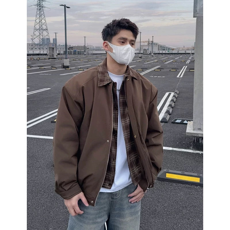 Men’s Retro American Plaid Lapel Jacket   FE0079